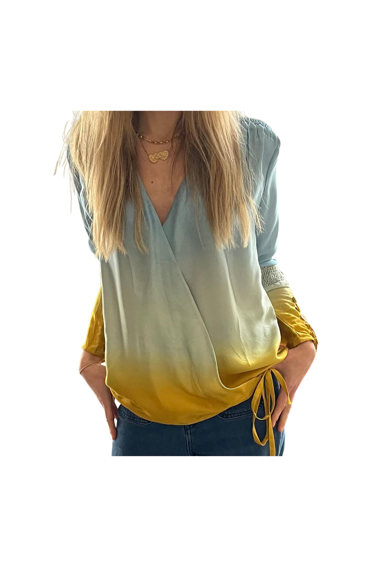 Blue Lotus Wrap Blouse