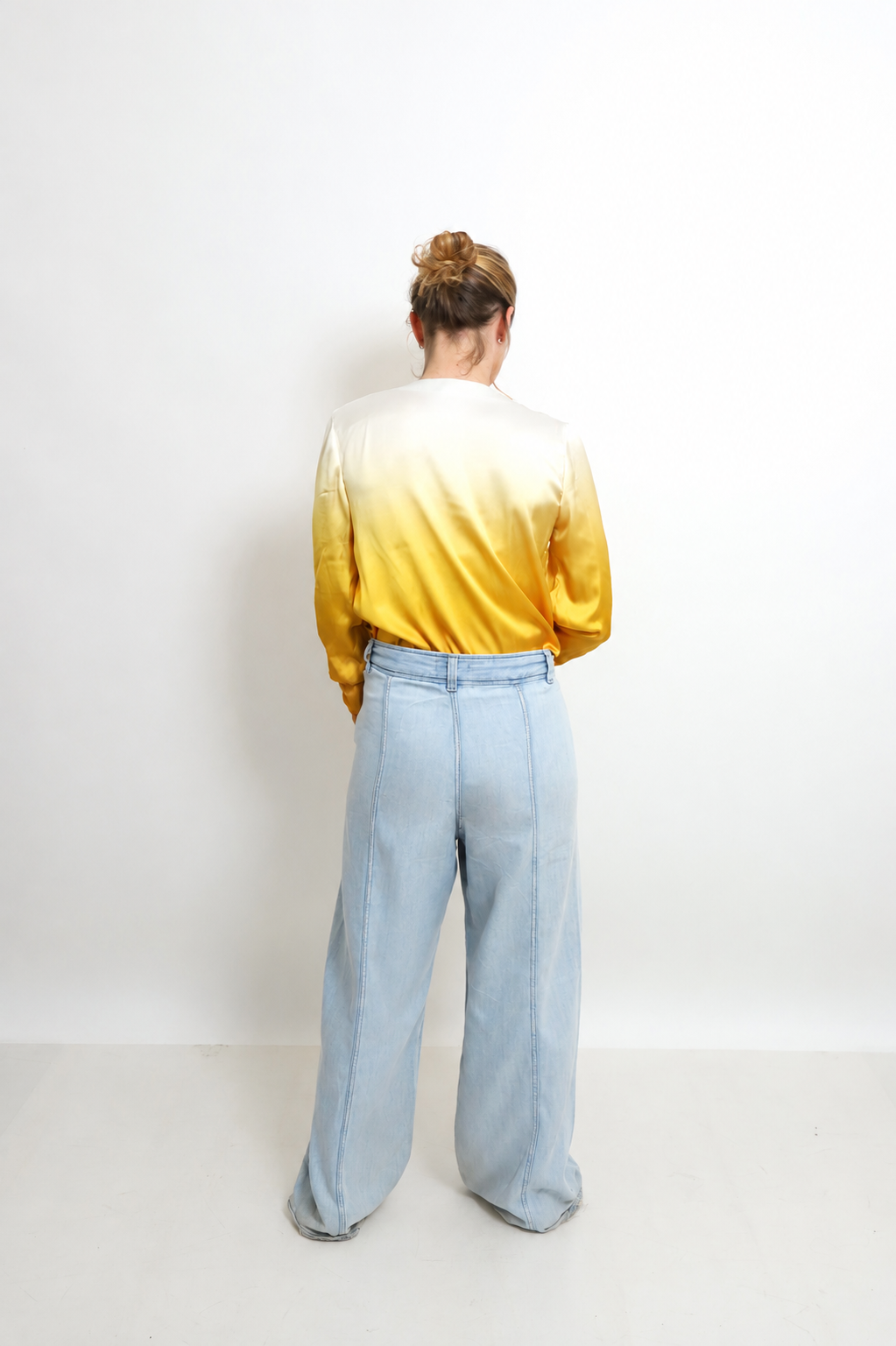 Golden Mimosa Wrap Blouse