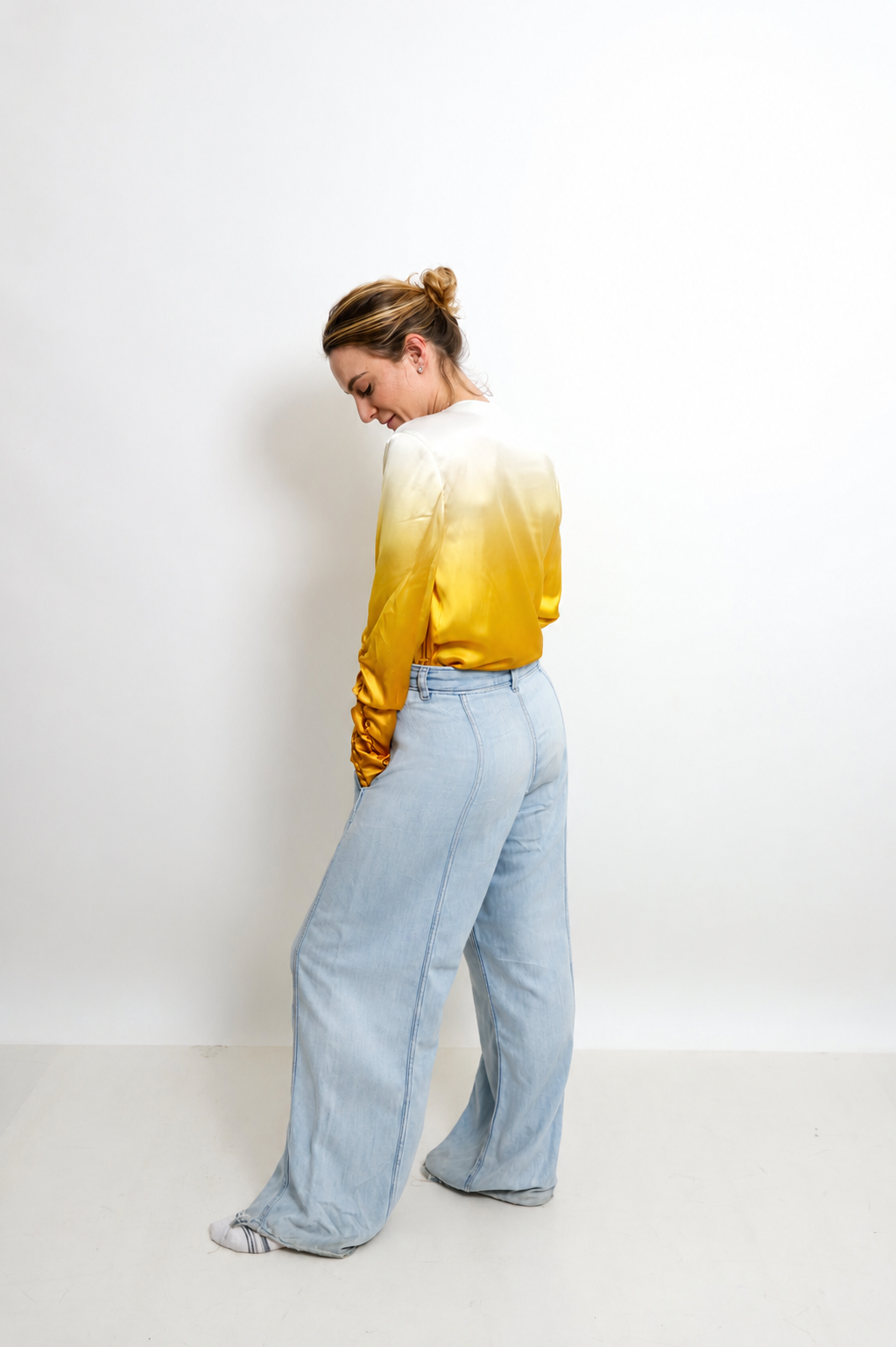 Golden Mimosa Wrap Blouse