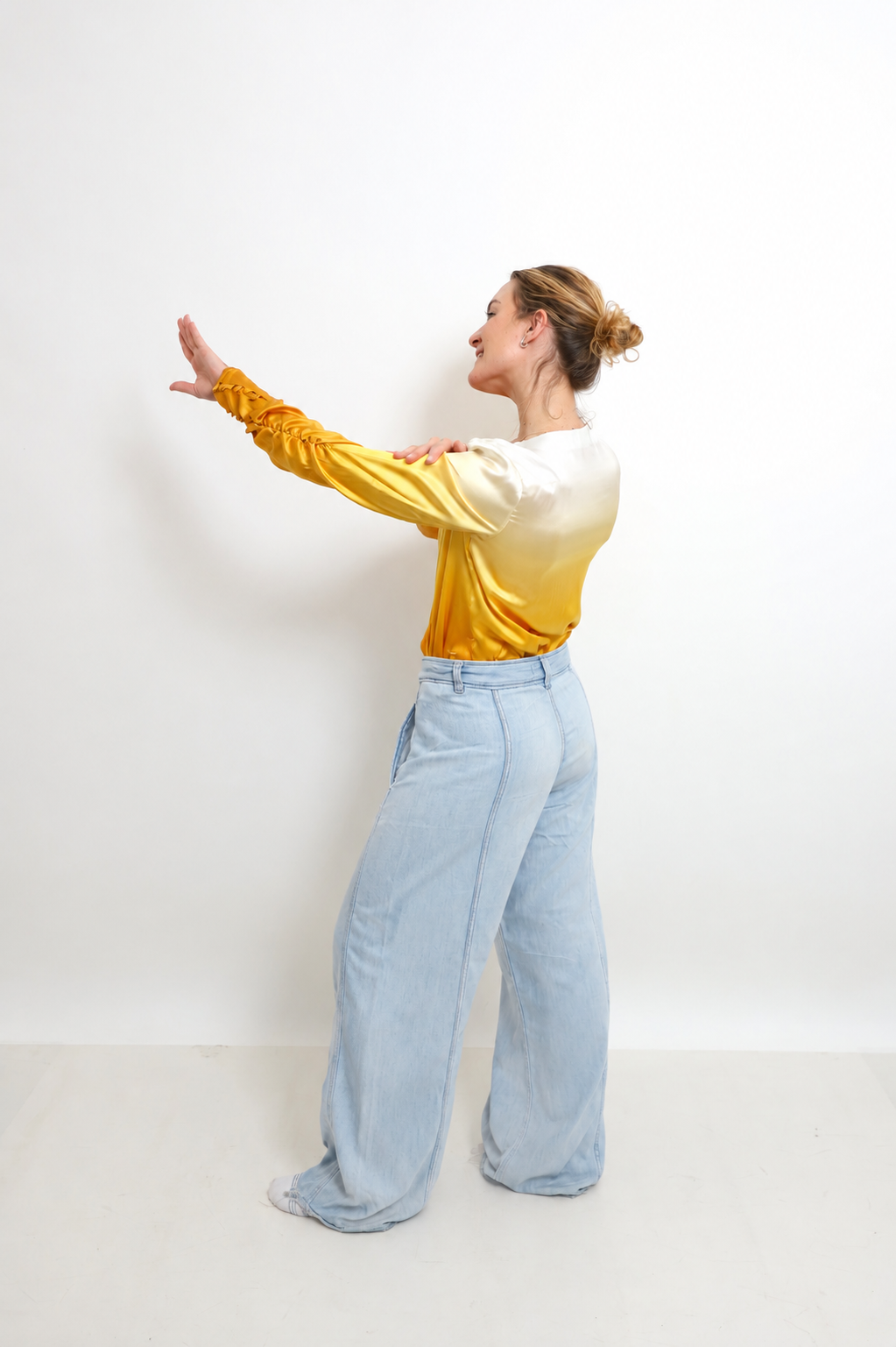 Golden Mimosa Wrap Blouse