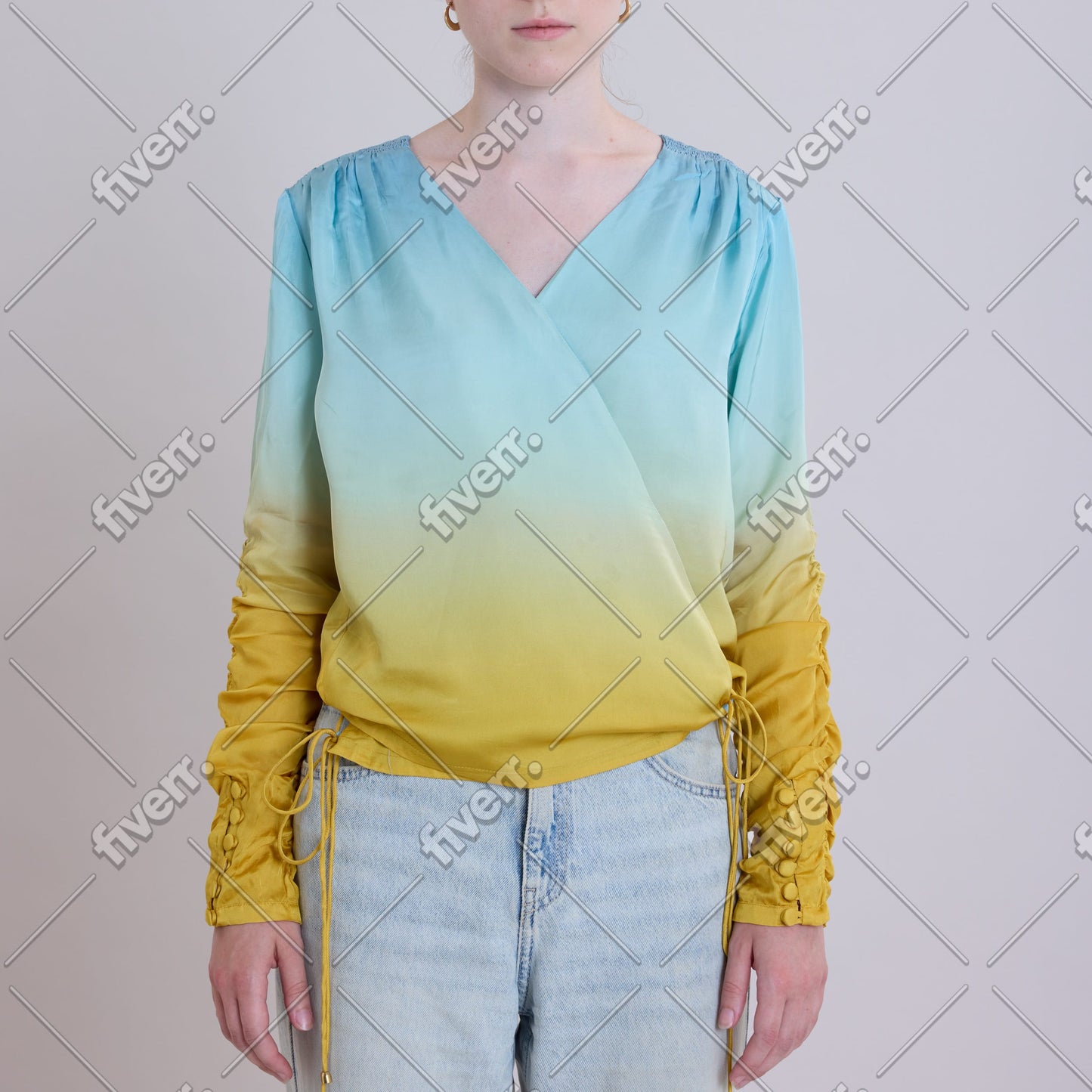 Blue Lotus Wrap Blouse
