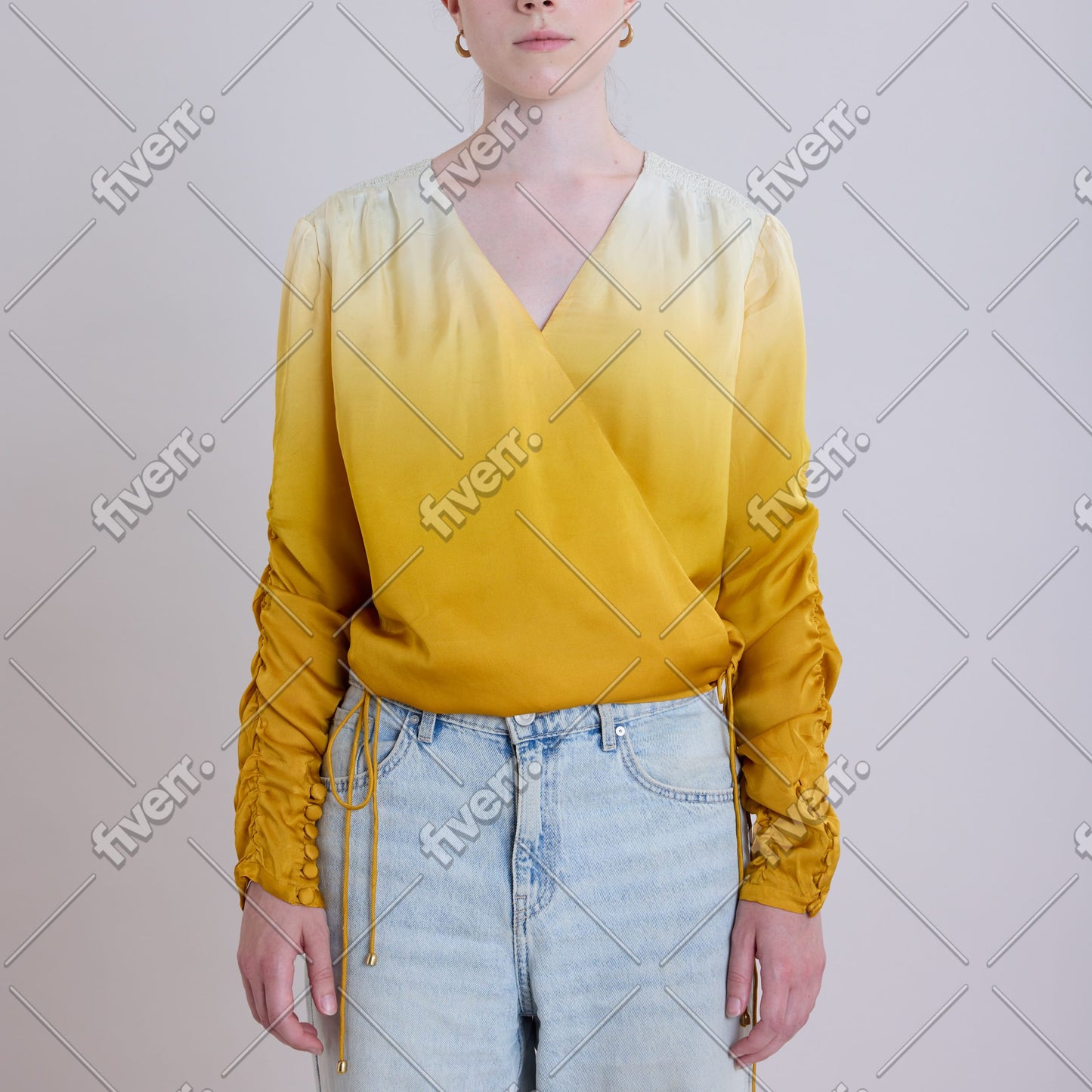 Golden Mimosa Wrap Blouse