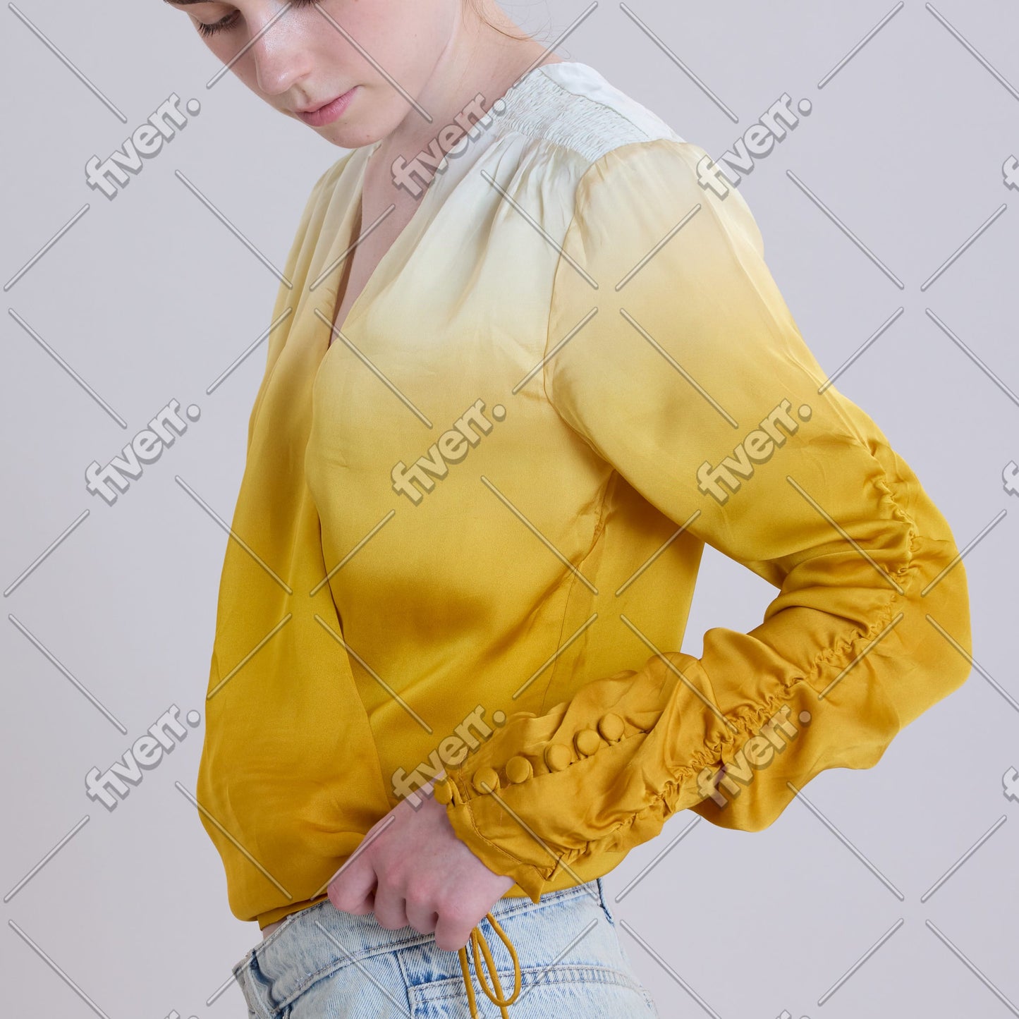 Golden Mimosa Wrap Blouse